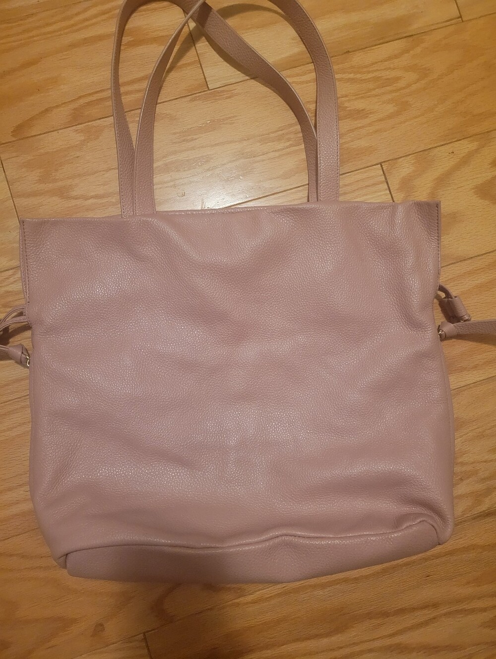Mauve Leather Tote Backpack with Dual Straps